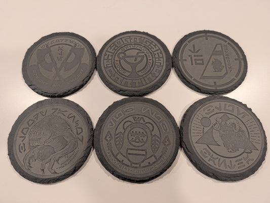Star Wars Oga's Cantina Slate Coasters Natural Or Coated Galaxy's Edge Black Spire Outpost Batuu